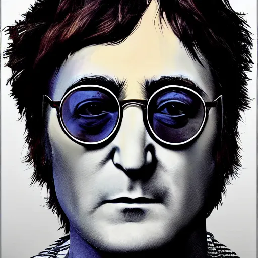 Image similar to a portrait of John Lennon, pixel art, hyper realistic, HD, HQ, photo realistic