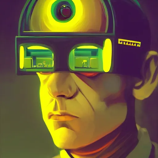 Prompt: artwork of a tv - headed man with a tv on his head, cyberpunk style, cmyk, yellow scene color, concept art, super detailed, 4 k hd, trending on artstation, digital painted, low contrast, made by greg rutkowski and viktoria gavrilenko