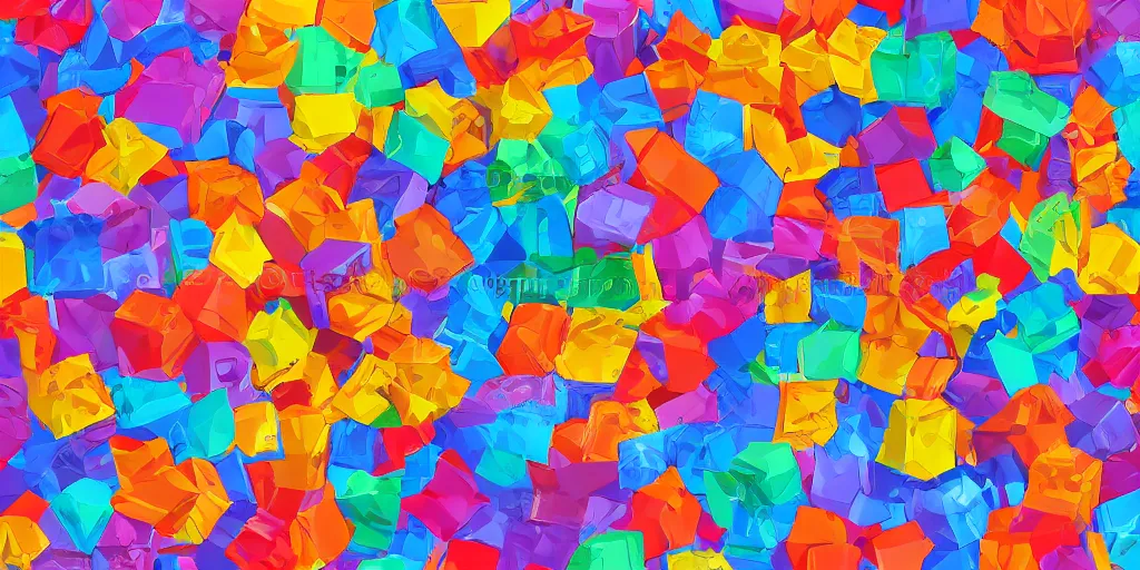 Prompt: escher style seamless pattern of large colorful cubes, 3 d render