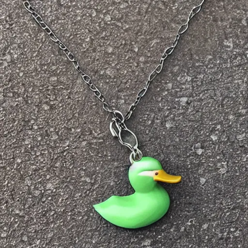 Prompt: a duck in a necklace