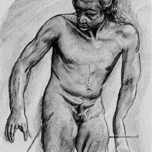 Image similar to otzi, one - line drawing,