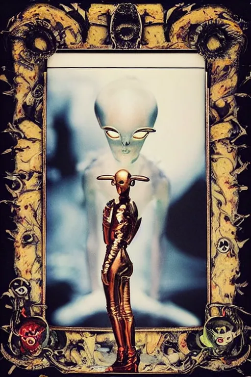 Prompt: polaroid still symmetry frame from Alien Covenant movie by Takashi Murakami, from Pan's Labyrinth (2006) by James Stokoe, viking king and queen, dressed by Salvatore Ferragamo and by Chanel, haute couture painted by Peter Paul Rubens and by John Baeder, editorial fashion photography from vogue magazine, in coral stalagmite by Jean-Michel Basquiat