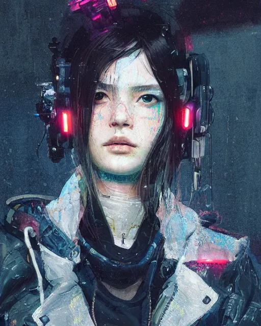 Image similar to detailed portrait neon operator girl, cyberpunk futuristic, neon, reflective puffy coat, decorated with traditional japanese by ismail inceoglu dragan bibin hans thoma greg rutkowski alexandros pyromallis nekro rene margitte, illustrated, perfect face, fine details, realistic shaded, fine - face, pretty face