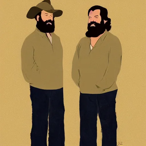 Image similar to a portrait of very old bud spencer and terence hill by alex katz, trending on artstation