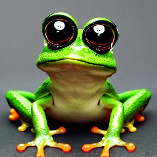 Prompt: a frog that looks like will smith