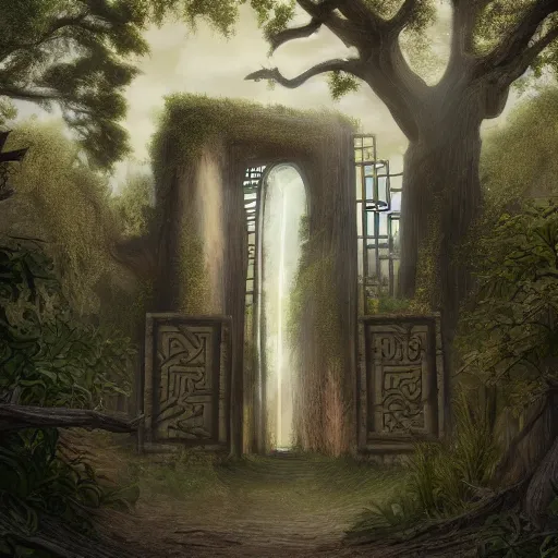 Image similar to beautiful matte painting of entrance to maze