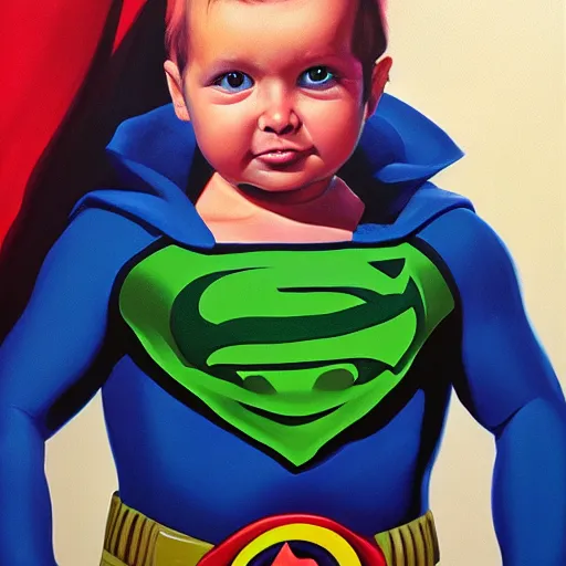 Prompt: portrait of a baby seal super hero, oil painting by alex ross