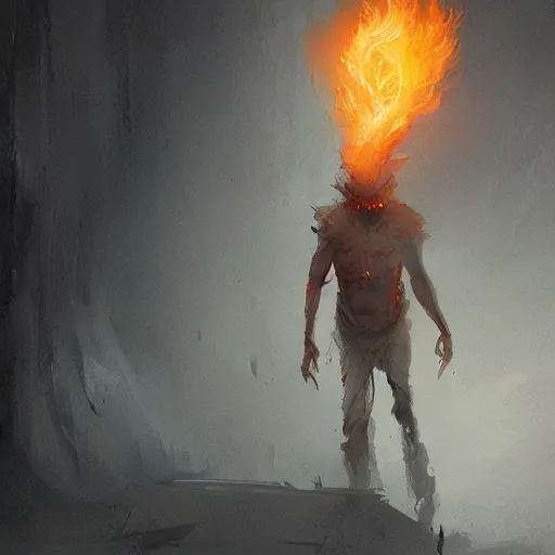 Prompt: a ghost made from fire, character concept art by greg rutkowski and j. dickenson