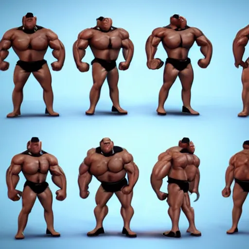 Image similar to minion as a bodybuilder, unreal engine 5, artstation