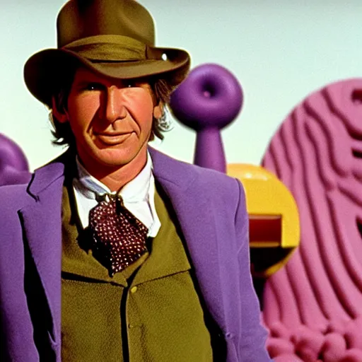 Image similar to A still of Harrison Ford in Willy Wonka