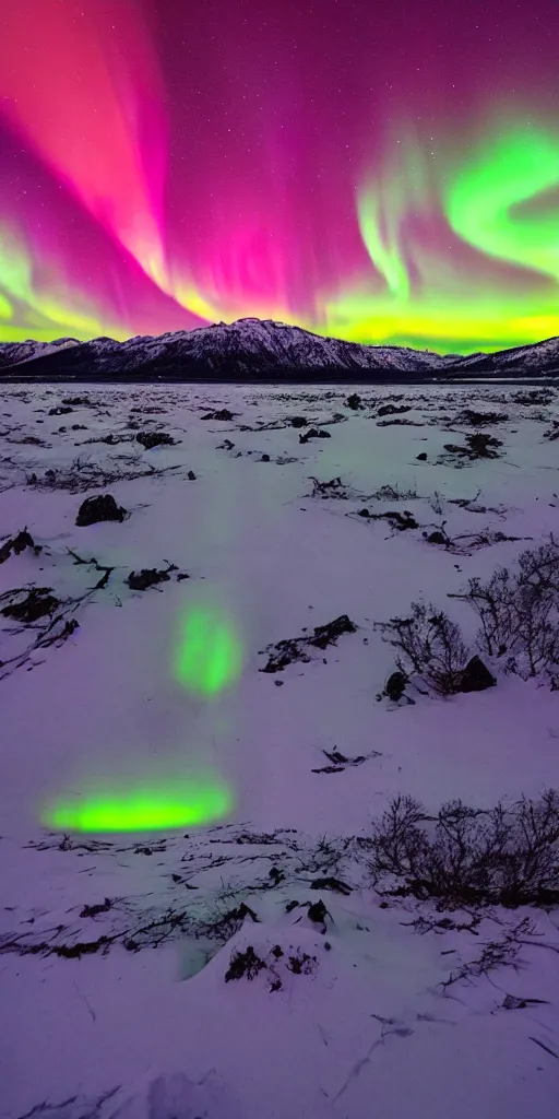 Prompt: Northern Lights over Baikal lake