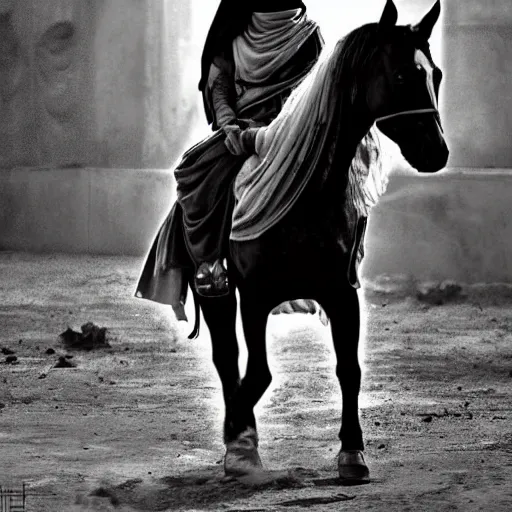 Image similar to burqa's woman, ride horse, taliban, riffle on chest, dust, cinematic, beautiful, dynamic pose, random content position, pinterest