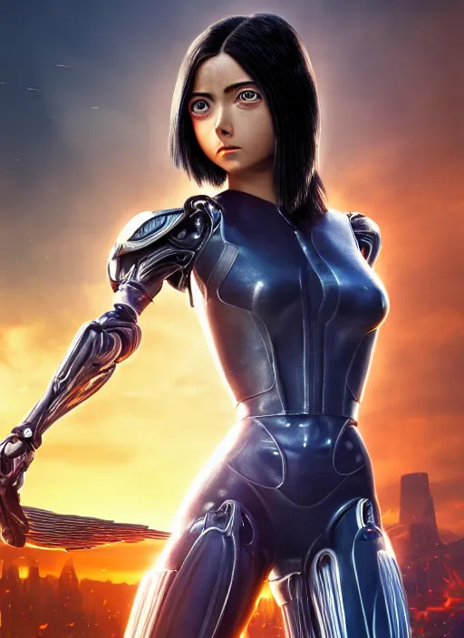 Image similar to Alita Battle Angel, digital animation, trending on artstation, full body portrait, hyper realistic render, 8k