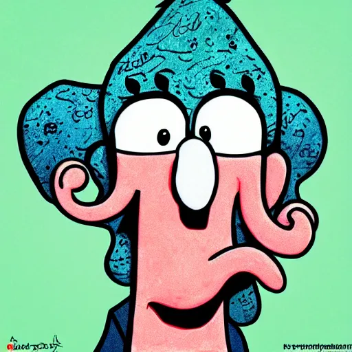 Image similar to handsome squidward portrait, realistic, pop art, vivid colors