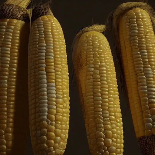 Prompt: hyperrealistic dslr film still of a corn cob with realistic proportional human appendages, stunning 8 k octane comprehensive 3 d render, inspired by istvan sandorfi & greg rutkowski & unreal engine, perfect symmetry, dim volumetric cinematic lighting, extremely hyper - detailed, incredibly real lifelike attributes & flesh texture, intricate, masterpiece, artstation, stunning