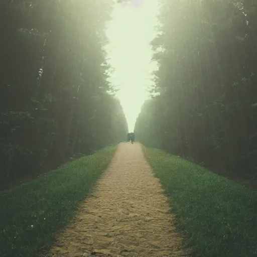 Image similar to portrait of the long path to heaven, wide shot, sharp focus