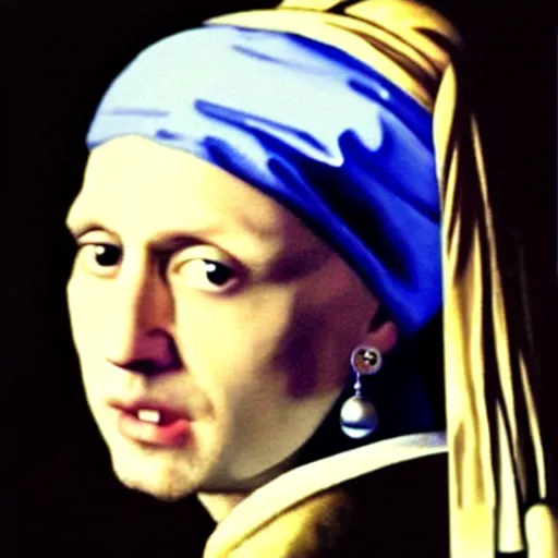 Prompt: jason statham with a pearl earring by vermeer