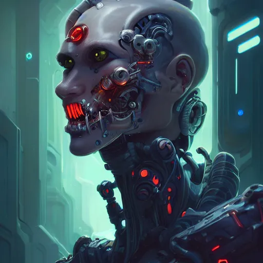 Image similar to a portrait of a cybernetic frankenstein, cyberpunk concept art by pete mohrbacher and wlop and artgerm and josan gonzales, digital art, highly detailed, intricate, sci-fi, sharp focus, Trending on Artstation HQ, deviantart, unreal engine 5, 4K UHD image