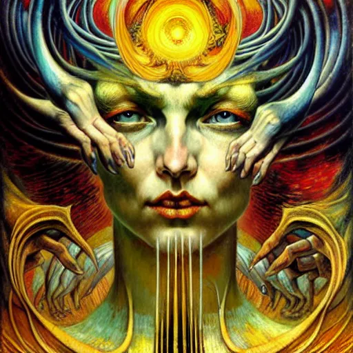 Image similar to Divine Chaos Engine by Karol Bak, Jean Delville, William Blake, and Vincent Van Gogh