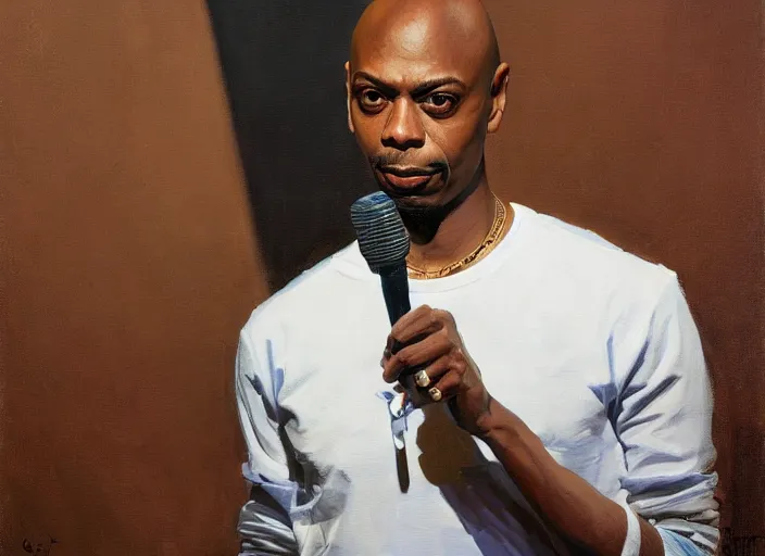 Image similar to a highly detailed beautiful portrait of [ robot ] dave chappelle by gregory manchess, james gurney, james jean