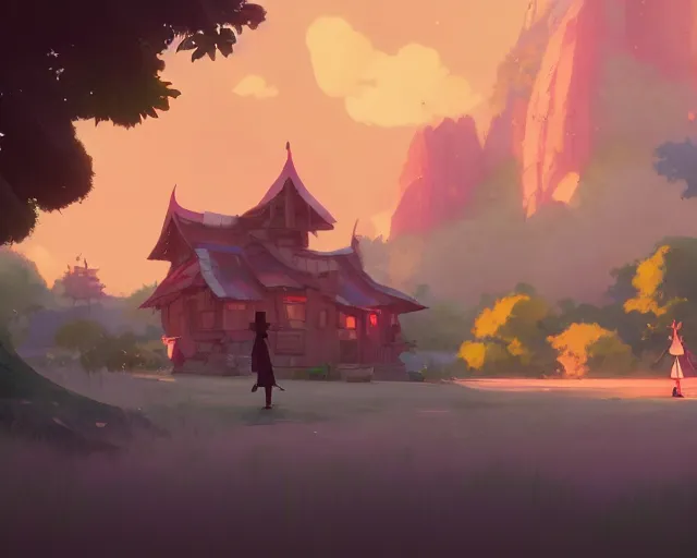 Image similar to fantasy village, cory loftis, james gilleard, atey ghailan, makoto shinkai, goro fujita, studio ghibli, rim light, exquisite lighting, clear focus, very coherent, plain background, soft painting