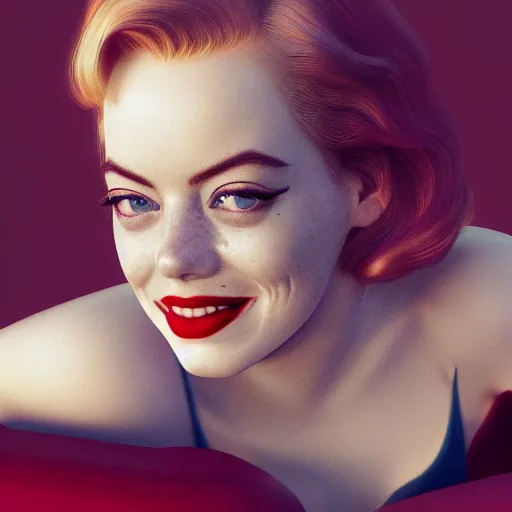 Prompt: Emma Stone as Marilyn Monroe, hyper realistic, octane render, 8k, high quality