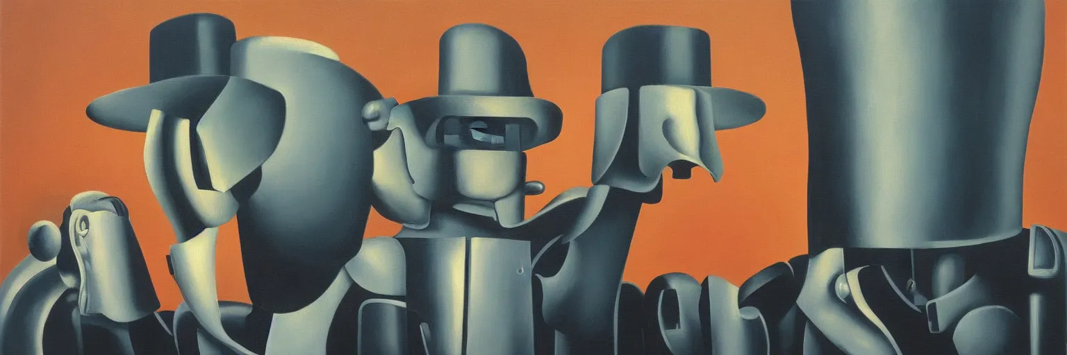 Prompt: robot oil painting magritte
