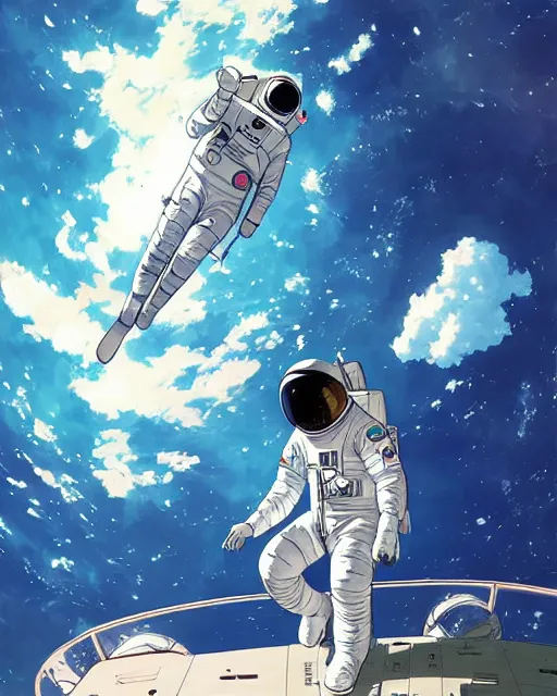 Image similar to astronaut floating in space, art by makoto shinkai and alan bean, yukito kishiro