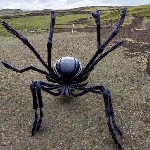 Image similar to giant spider skeleton in Iceland. In the style of MidJourney