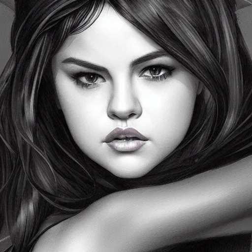 Image similar to full figure ultra realistic illustration, selena gomez as catwoman, intricate, elegant, highly detailed, digital painting, artstation, concept art, smooth, sharp focus, illustration, art by artgerm and greg rutkowski and alphonse mucha