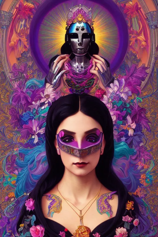 Image similar to a full body portrait of the lisa frank daftpunk vaporwave diva, gothic, highly detailed, digital painting, crown of skulls, artstation, smooth, sharp focus, illustration, art by artgerm and greg rutkowski and alphonse mucha and william - adolphe bouguereau