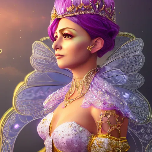 Image similar to portrait of princess of amethyst, glowing, ornate and intricate jewelry, jaw dropping beauty, glowing background lighting, white accent lighting, hyper detailed, fairy tale, 4 k octane render