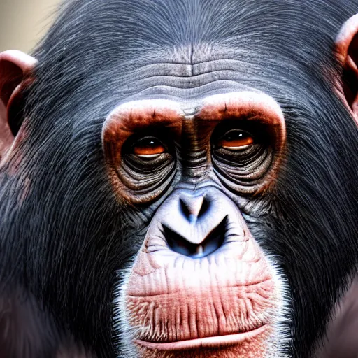 Prompt: mugshot of photorealistic chimpanzee