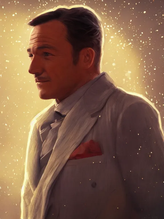 Image similar to portrait art of Gene Kelly 8k ultra realistic , lens flare, atmosphere, glow, detailed,intricate, full of colour, cinematic lighting, trending on artstation, 4k, hyperrealistic, focused, extreme details,unreal engine 5, cinematic, masterpiece