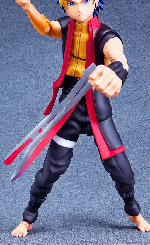 Image similar to toy design, action figure of naruto, short hair, hair down, 2 0 2 2 anime style, anime figure, collection product, studio photo, inspired by good smile company, 1 2 0 mm, photo taken by professional photographer, trending on facebook, anime character anatomy, high resolution