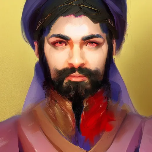 Prompt: portrait of a persian prince from tales of yore by yanjun cheng, artstation