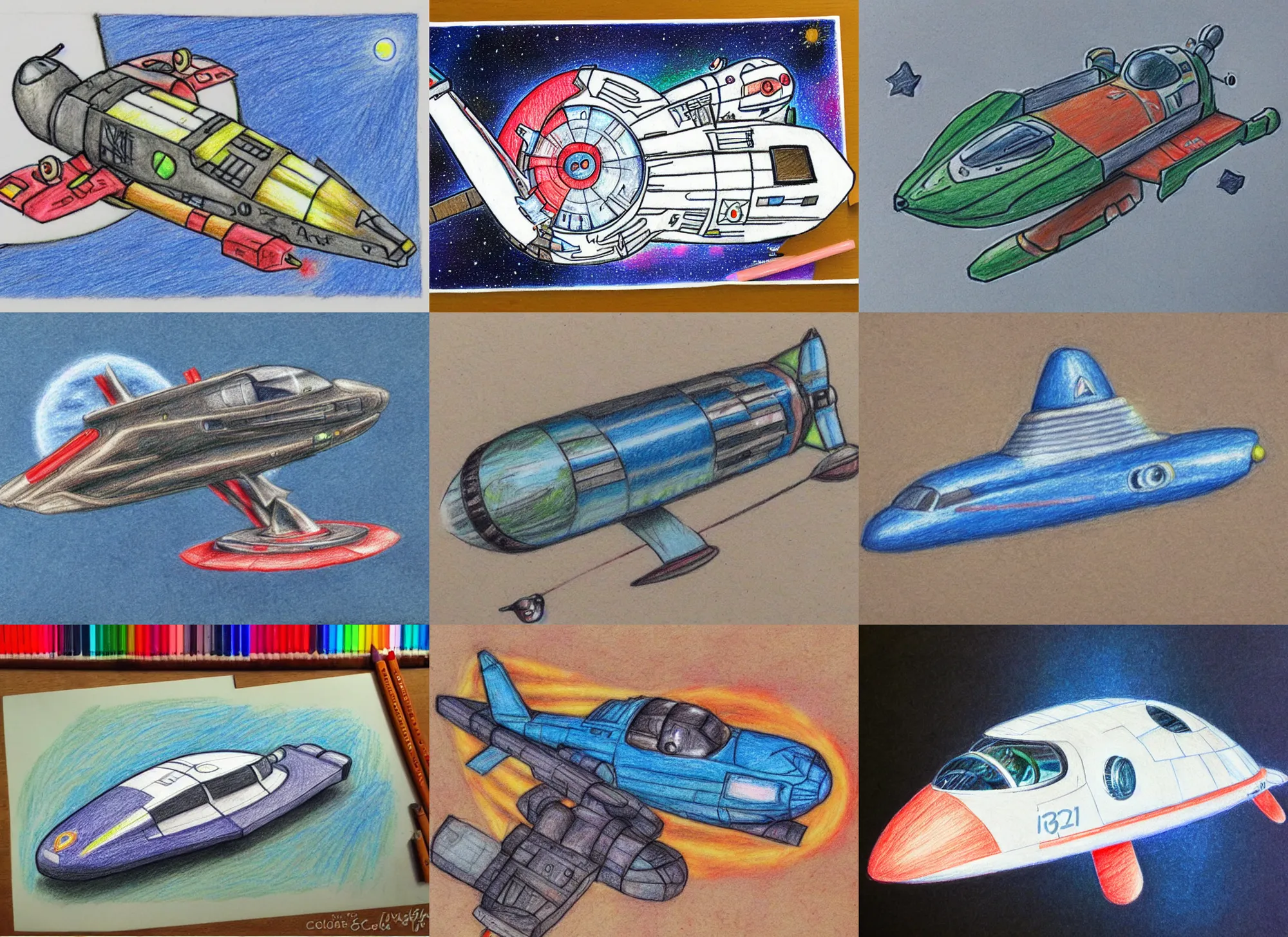Prompt: detailed color pencil sketch, cute scout spaceship