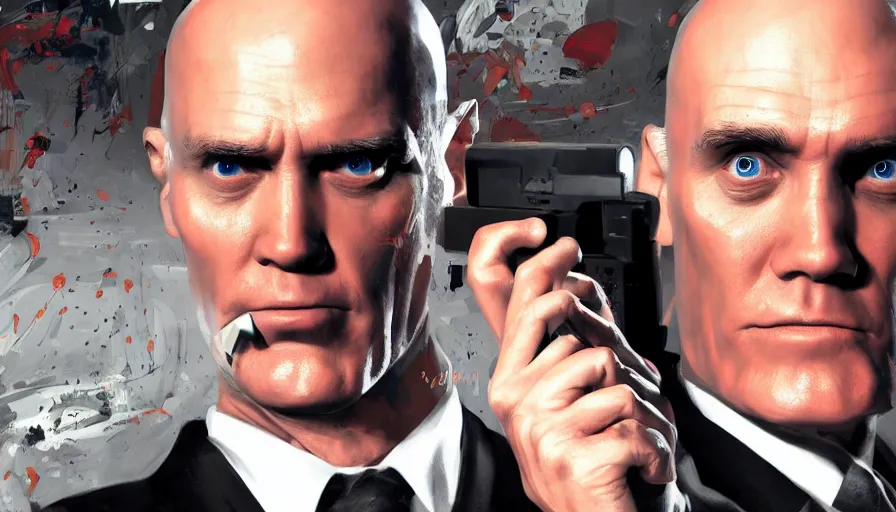 Prompt: Jim Carrey is Agent 47, hyperdetailed, artstation, cgsociety, 8k