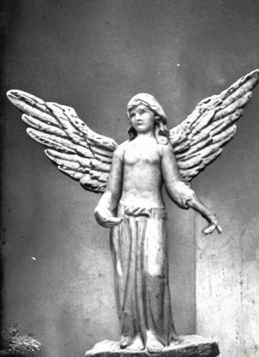 Prompt: old photo of a biblically accurate angel