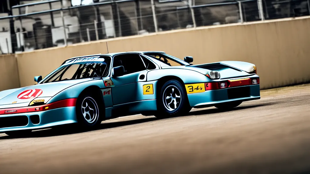 Prompt: an old porsche 9 2 4 carrera gt le mans in shape of silvia rocket bunny edition, race track background, long shutter speed, retro style, modern car design, 8 k resolution, hasselblad photo