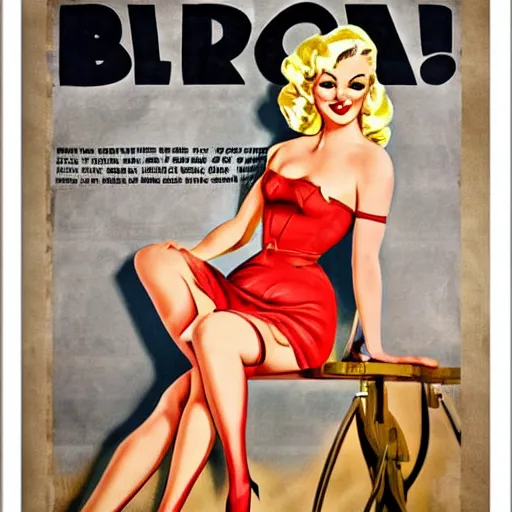 Prompt: blonde girl pin-up poster vintage