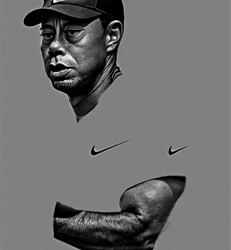 Image similar to tiger woods portrait by caravaggio.