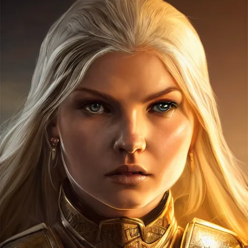 Prompt: front centered symmetrical RPG avatar portrait, Elisha Cuthbert as a paladin, blonde hair, ornate armour, dramatic lighting, cinematic, establishing shot, high detail, photo realistic, cinematic lighting, post processed, 8k, concept art, artstation, matte painting, in the style of eddie mendoza, raphael lacoste, alex ross