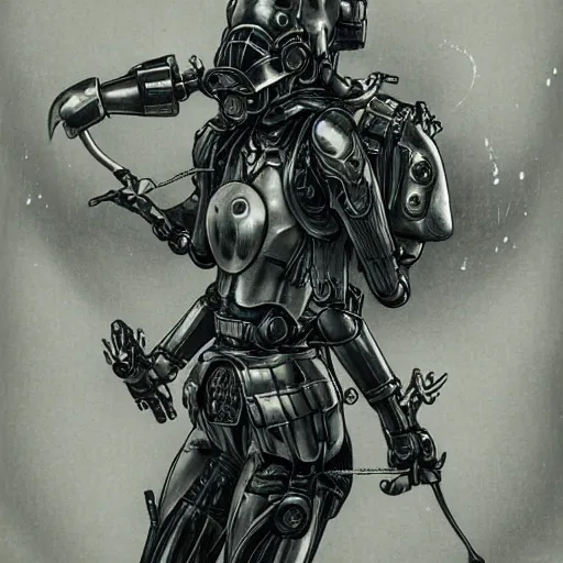 Prompt: beautiful bishoujo maiden queen ww1 soldier gas mask, xenomorph, biomech, lithograph, engraving, monochrome, portrait, character design, worn, dark, manga style by yoshitaka amano, tsutomo nihie, kelly mckernan, peter mohrbacher, harry clarke, takayuki takeya, machinerie, industrial warfare,