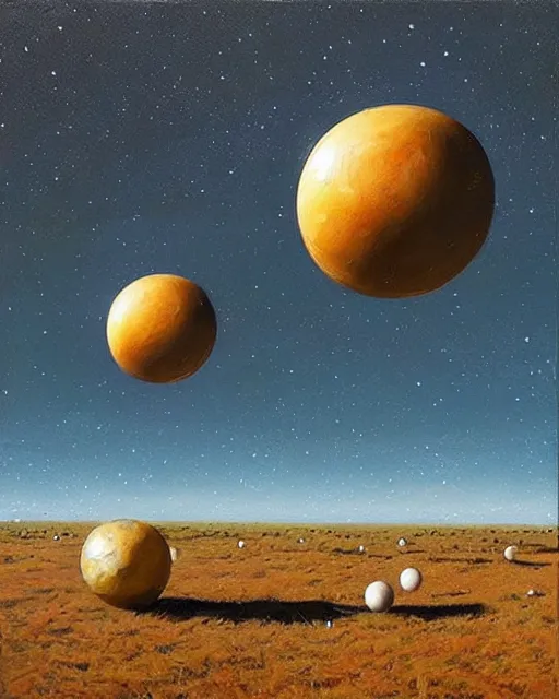 Image similar to spheres in space painted with oil paints. artwork by scott listfield, trading on artstantion, very colourfu, detailed, Beautiful