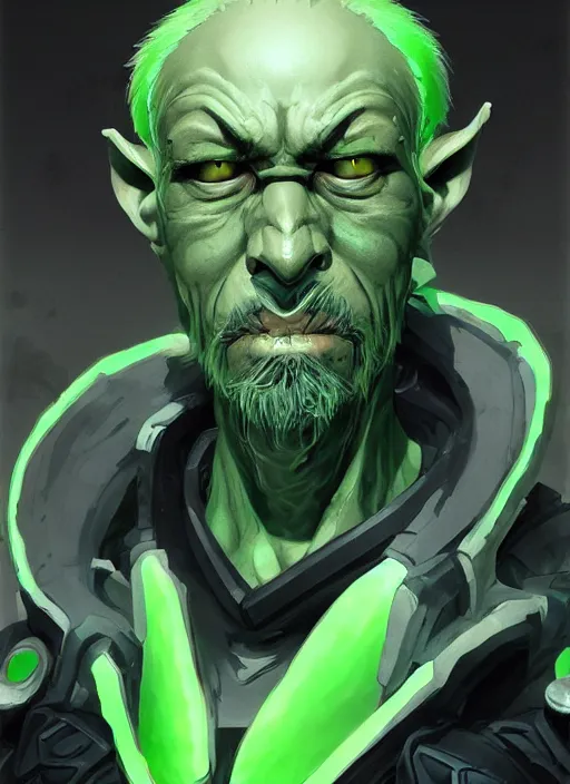 portrait of a green skin handsome goblin engineer with | Stable Diffusion