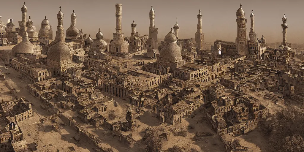 Prompt: old samarkand city, steampunk style, realistic, high detail,