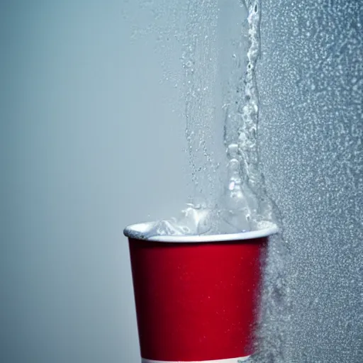 Prompt: a red solo cup dripping condensation