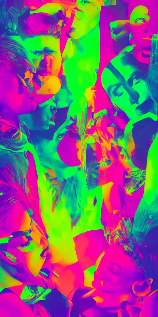 Image similar to poster of a techno night, fluo colors, rave party, 9 0's rave party, graphic design, gradient, 3 d art, 3 d render, two shell, boiler room, nyege nyege, berghain, hyperpop