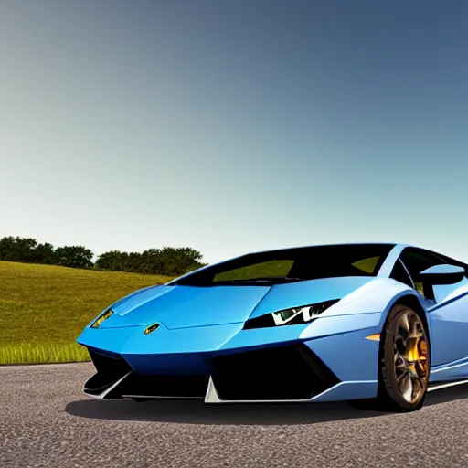 Image similar to first person lamborghini view at a sunny day in florida realistic match the lighting